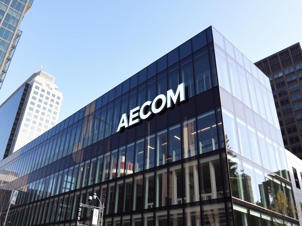AECOM headquarters building with company logo, one of the most notable civil engineering companies globally AECOM headquarters building with company logo, one of the most notable civil engineering companies globally
