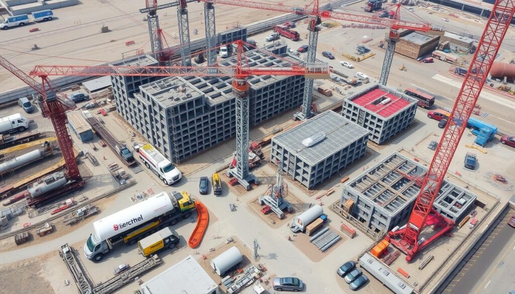 Bechtel construction site showing a massive infrastructure project in progress Bechtel construction site showing a massive infrastructure project in progress