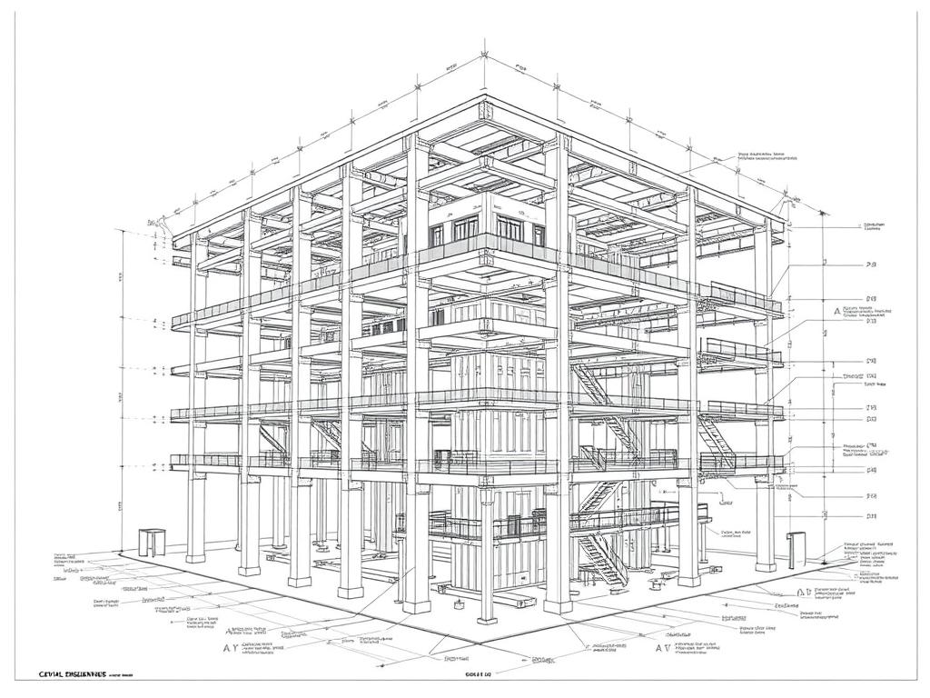 Commercial building civil drawings showing structural and MEP systems Commercial building civil drawings showing structural and MEP systems