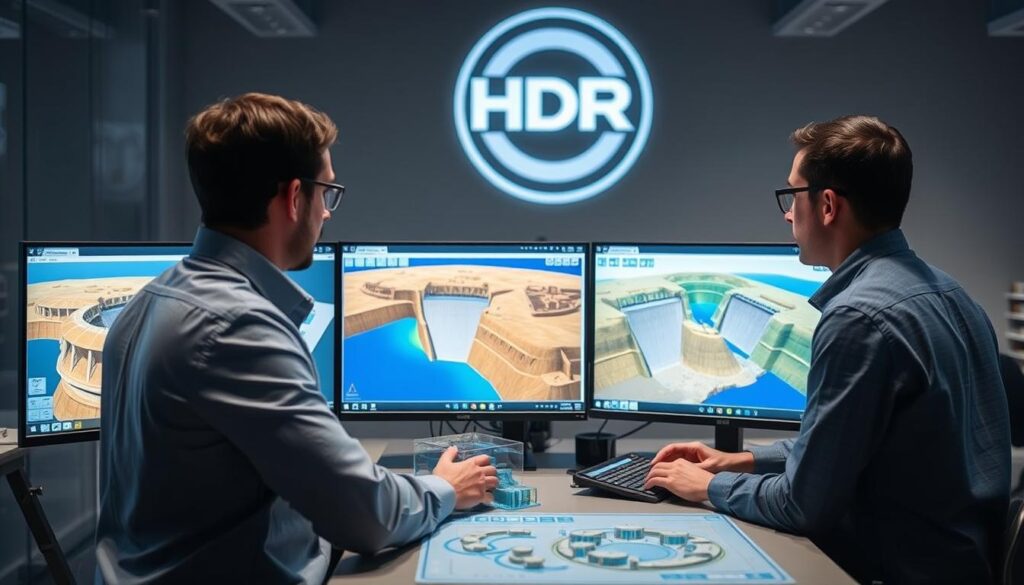 HDR engineers working on water infrastructure project with advanced modeling technology HDR engineers working on water infrastructure project with advanced modeling technology