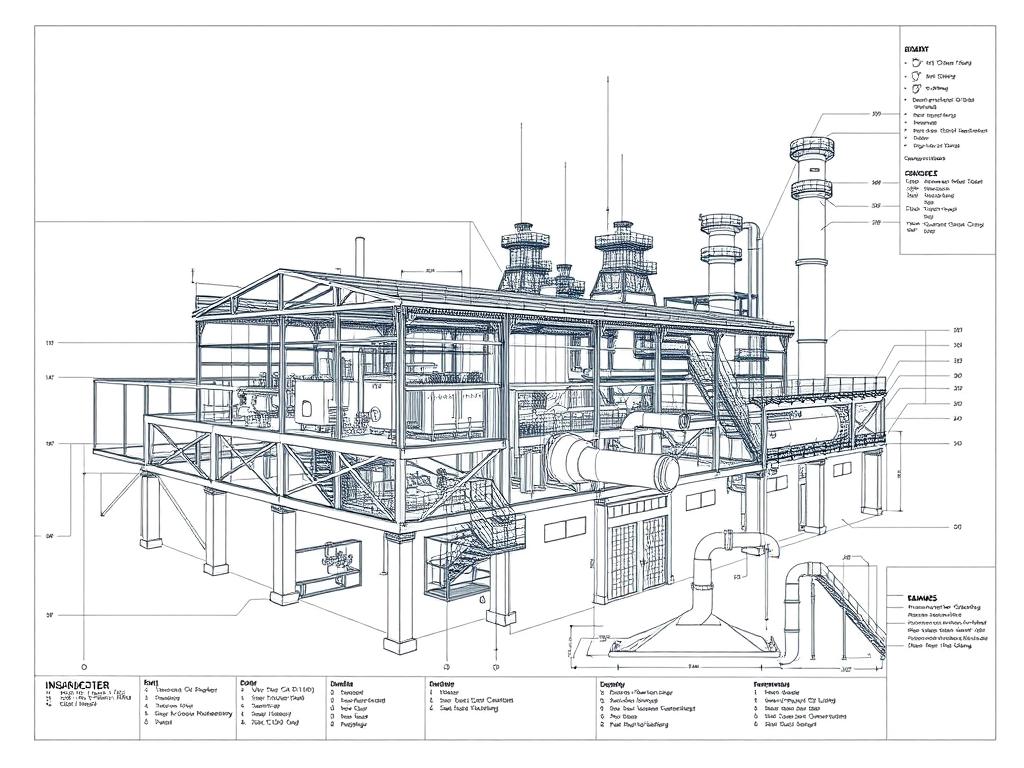 Industrial facility civil drawings showing specialized structural systems Industrial facility civil drawings showing specialized structural systems