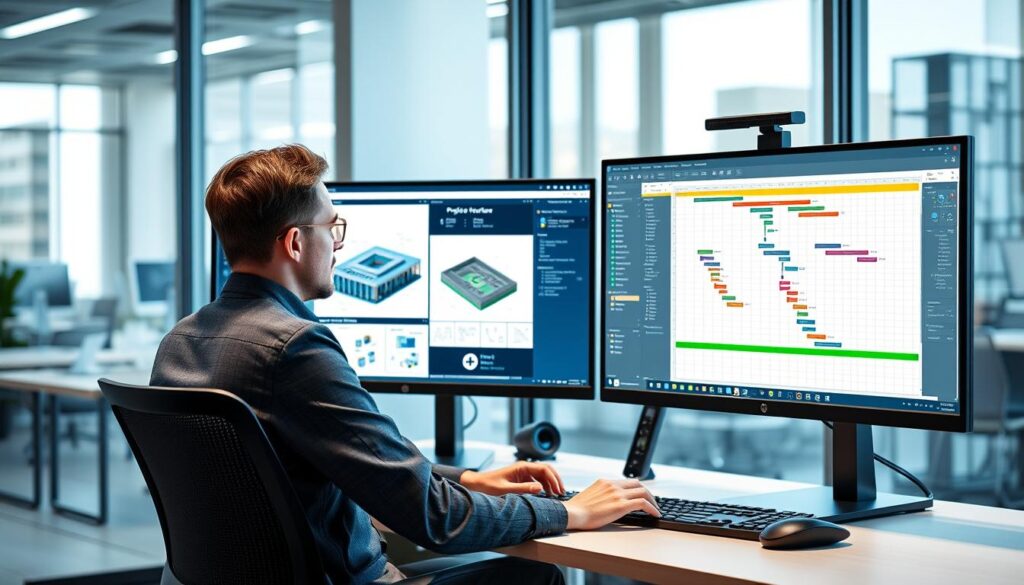 Project engineer using CAD software and project management tools Project engineer using CAD software and project management tools