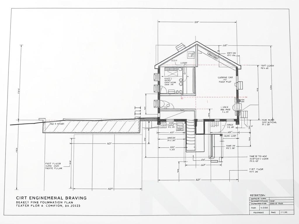 Residential civil drawings showing foundation and floor plans Residential civil drawings showing foundation and floor plans