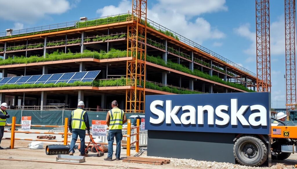Skanska construction site showcasing sustainable building practices Skanska construction site showcasing sustainable building practices