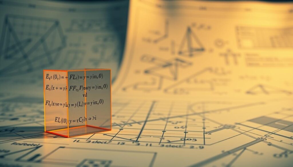 A complex mathematical diagram depicting the interplay of formulas, graphs, and geometric shapes, illuminated by warm lighting and captured through a wide-angle lens. The foreground showcases a three-dimensional rendering of a differential equation, its variables and constants elegantly interwoven. In the middle ground, a grid of coordinate axes intersects with a series of curves and lines, representing the analytical processes underlying engineering analysis. The background features a soft, blurred backdrop of engineering schematics and technical blueprints, hinting at the broader context in which these mathematical concepts are applied.