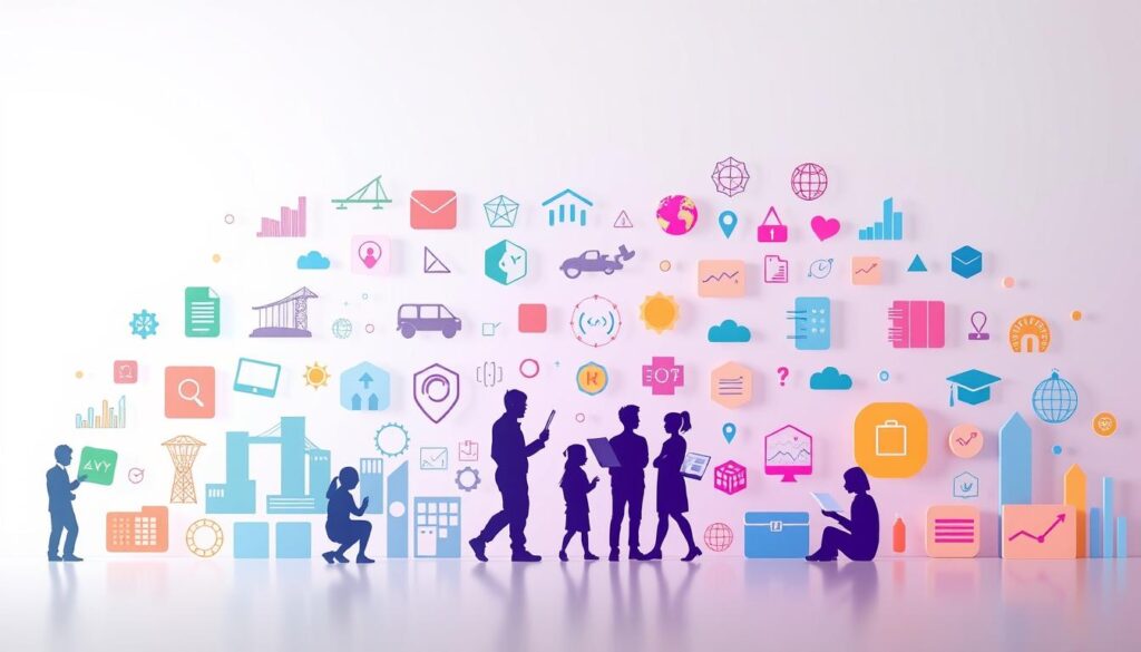 A vibrant collage of online civil engineering course icons, set against a clean, minimalist background. In the foreground, a diverse array of course subjects such as structural design, transportation engineering, and environmental sustainability. In the middle ground, silhouettes of students engaged in virtual learning, surrounded by geometric shapes and data visualizations. In the background, a subtle gradient that evokes a sense of digital connectivity and academic rigor. Illuminated by soft, directional lighting that casts gentle shadows, emphasizing the three-dimensional nature of the composition. The overall mood is one of educational opportunity, technological innovation, and the pursuit of civil engineering excellence.