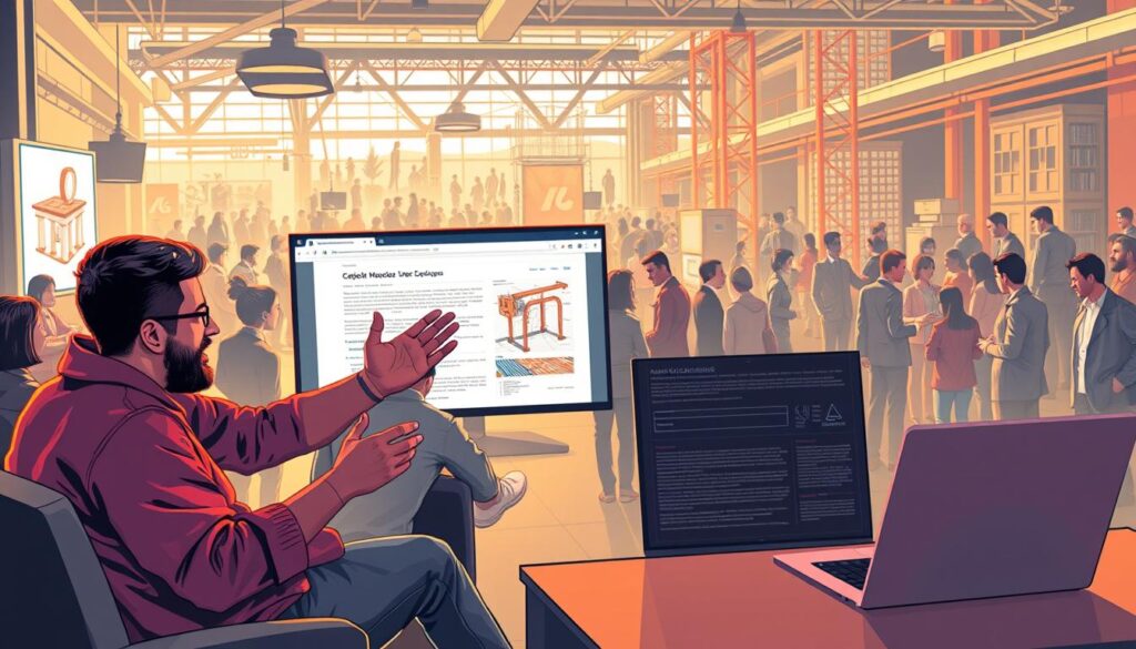 A vibrant, dynamic scene depicting the contrast between Revit and AutoCAD user support communities. In the foreground, a Revit user eagerly engages with a lively online forum, gesturing enthusiastically as they discuss complex modeling techniques. In the middle ground, an AutoCAD user sits alone, perusing a sparse, outdated support documentation page on their laptop. The background showcases the bustling, well-connected Revit ecosystem, with developers, instructors, and power users actively sharing knowledge and collaborating, while the AutoCAD side appears more isolated and limited in resources. Warm, soft lighting highlights the collaborative energy of the Revit community, while the AutoCAD user is cast in a slightly colder, less welcoming tone.