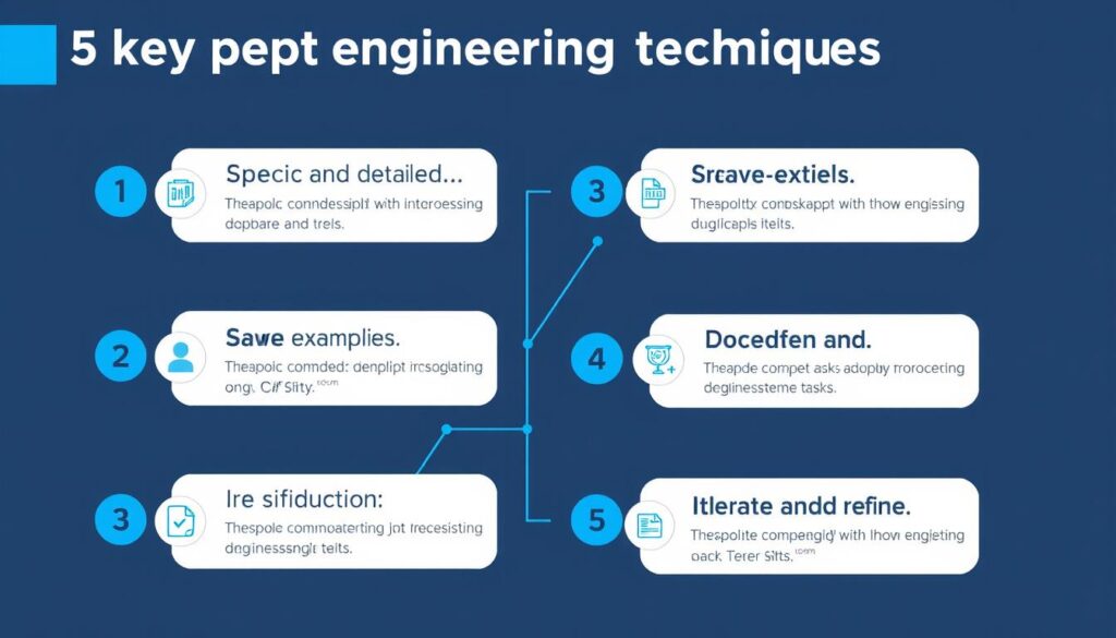 A visual guide showing five key prompt engineering techniques with examples A visual guide showing five key prompt engineering techniques with examples