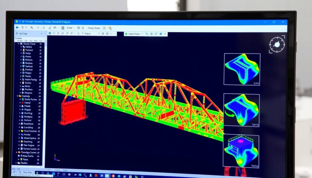 AI-driven stress simulation showing railway bridge structural analysis AI-driven stress simulation showing railway bridge structural analysis