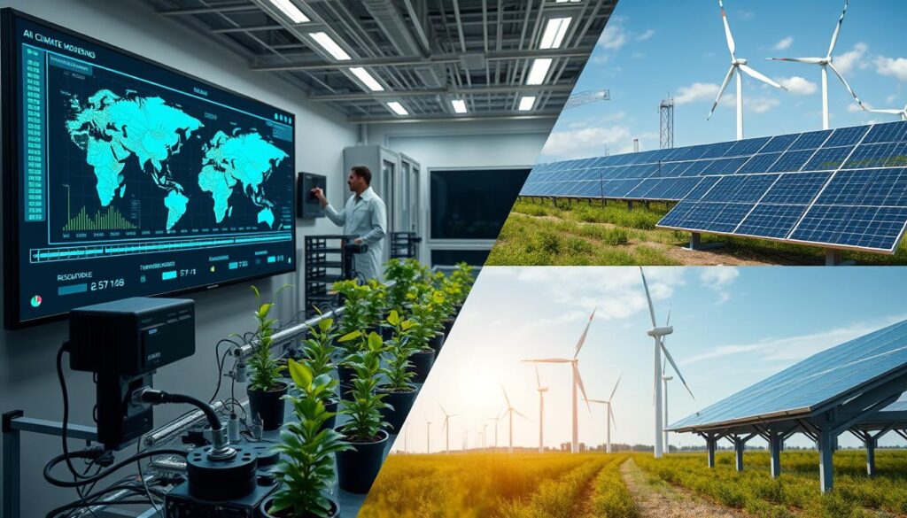 Advanced environmental science technologies including AI climate models, bioremediation systems, and renewable energy innovations