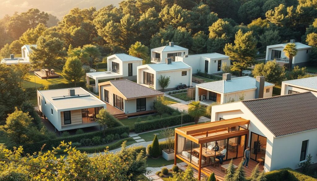Affordable building solutions: a modern, sustainable architectural landscape with energy-efficient homes, cost-effective materials, and innovative construction techniques. A tranquil residential area nestled amidst lush greenery, bathed in warm, natural lighting. Sleek, minimalist structures with clean lines and thoughtful design elements that maximize space and minimize waste. Residents engage in various DIY home improvement projects, showcasing the versatility and accessibility of these budget-friendly building solutions. An atmosphere of community, self-reliance, and a shared commitment to responsible, cost-conscious construction.