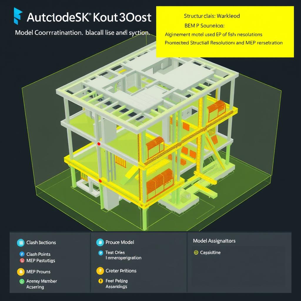 Autodesk Construction Cloud BIM model coordination showing clash detection Autodesk Construction Cloud BIM model coordination showing clash detection