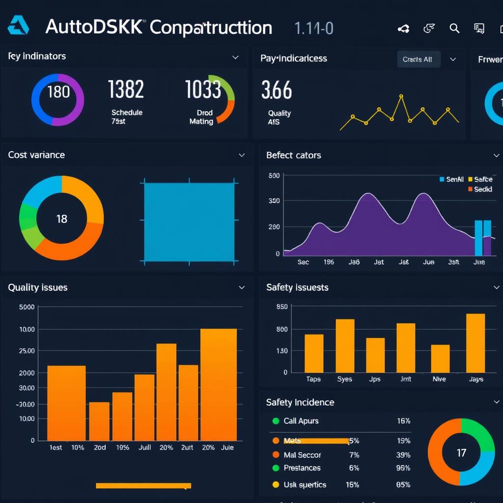 Autodesk Construction Cloud analytics dashboard showing project performance metrics Autodesk Construction Cloud analytics dashboard showing project performance metrics