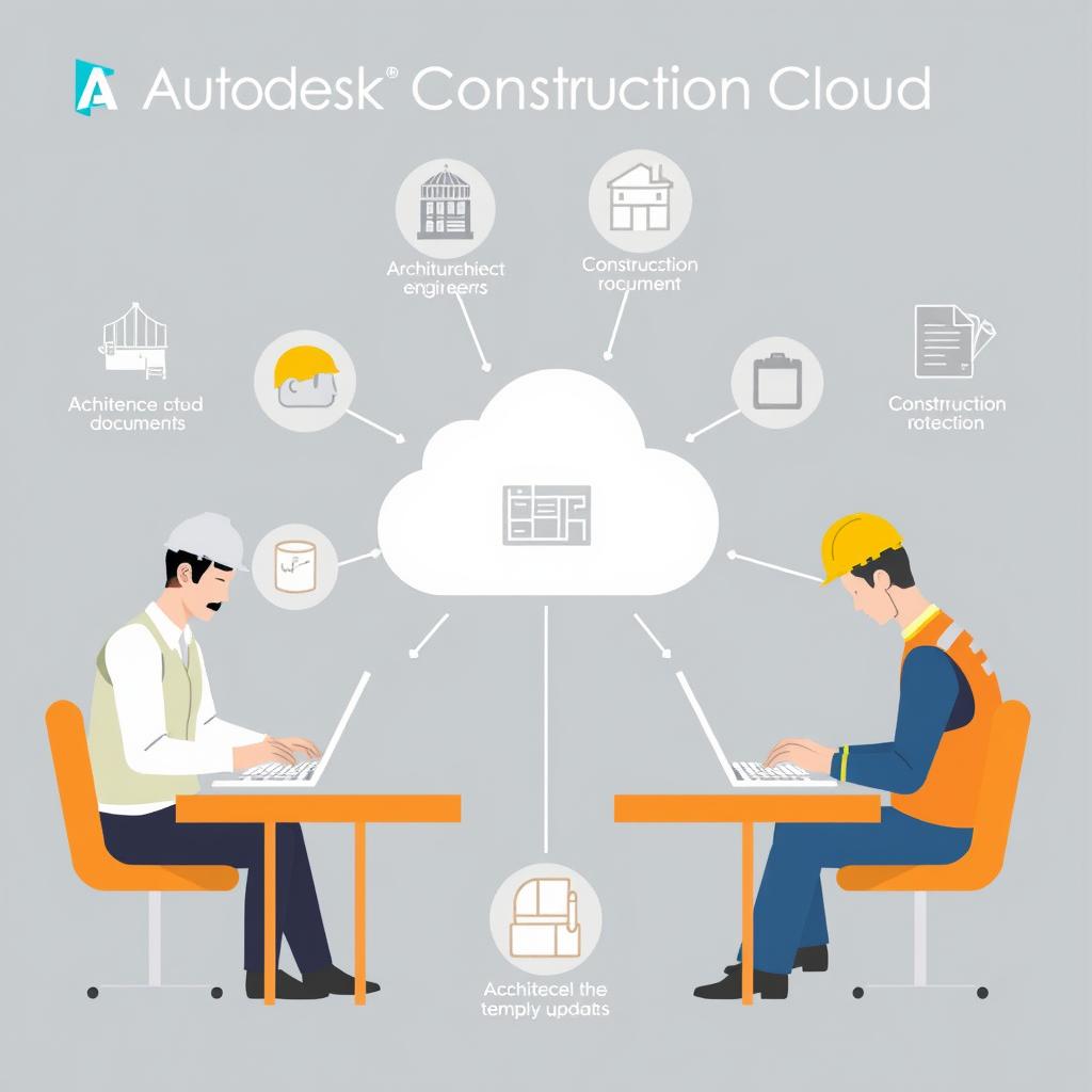 Autodesk Construction Cloud collaboration tools showing team members working on the same document Autodesk Construction Cloud collaboration tools showing team members working on the same document