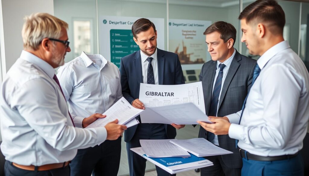 Civil engineer discussing building regulations with Gibraltar Development & Planning Commission officials
