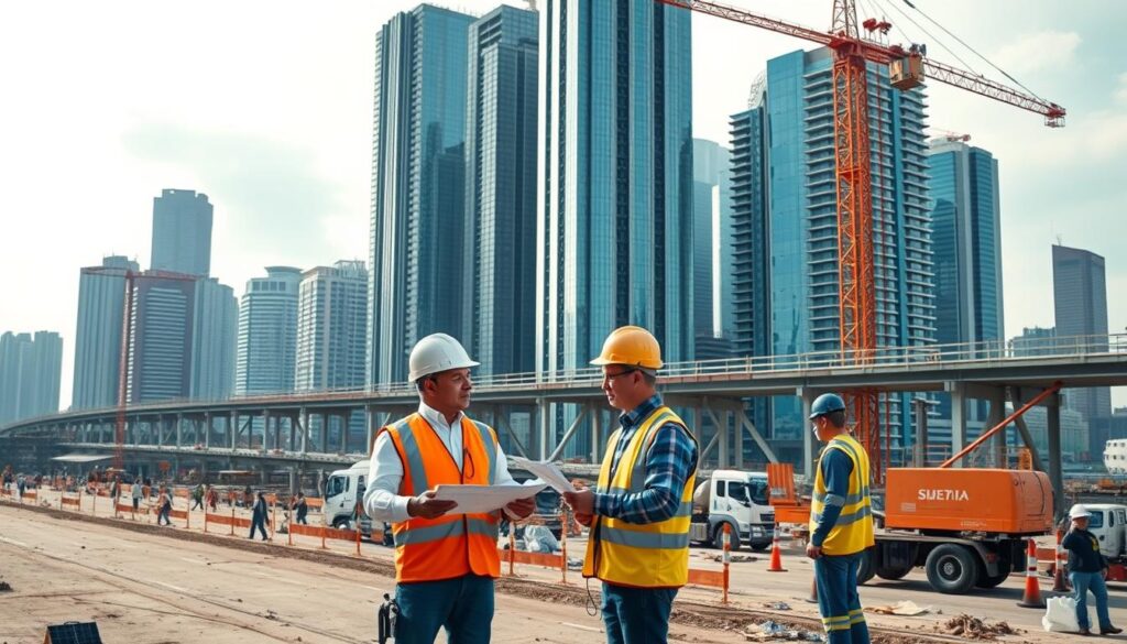 Civil engineering infrastructure project in Southeast Asia showcasing modern construction