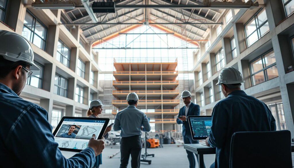 Commercial building project team using Autodesk Construction Cloud for management Commercial building project team using Autodesk Construction Cloud for management