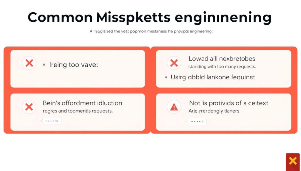Common mistakes in prompt engineering illustrated with examples of what not to do Common mistakes in prompt engineering illustrated with examples of what not to do