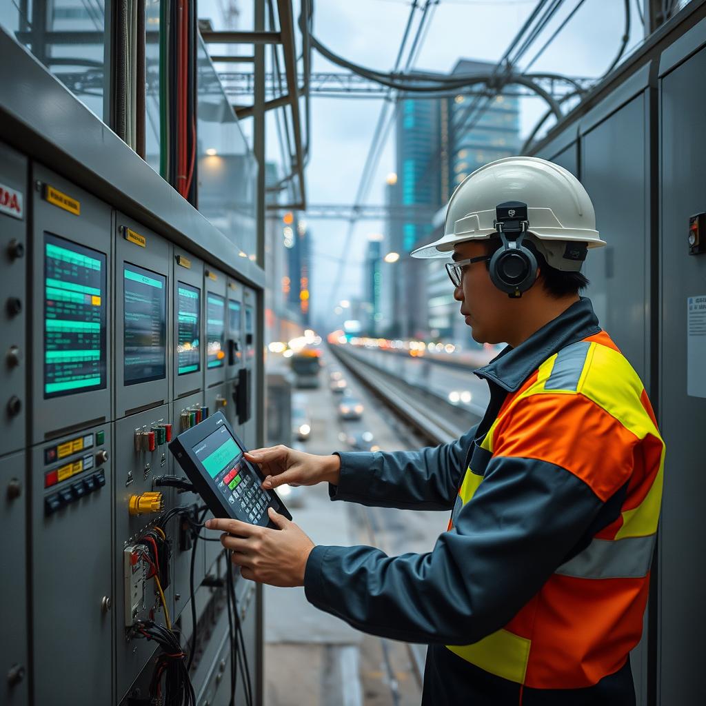 Electrical engineer working on smart infrastructure systems in Southeast Asia