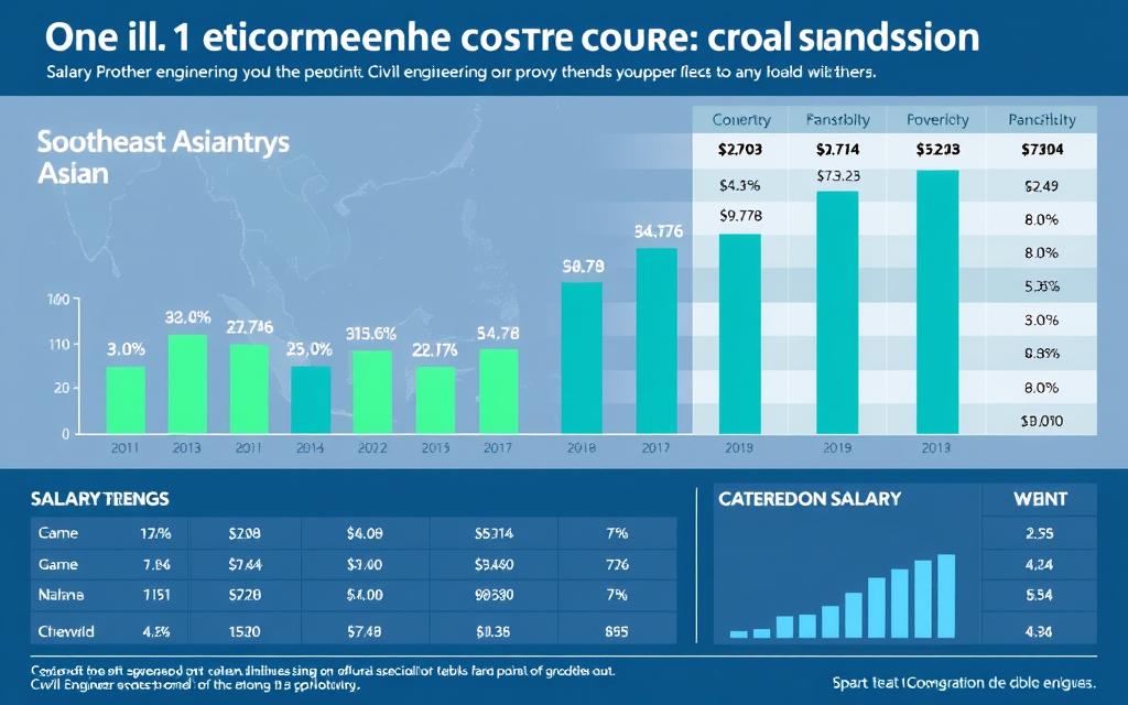 Graph showing salary trends for civil engineering specializations across Southeast Asia
