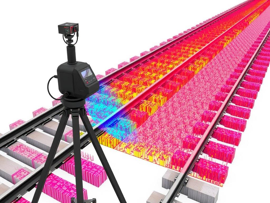 LiDAR system creating 3D point cloud of railway track