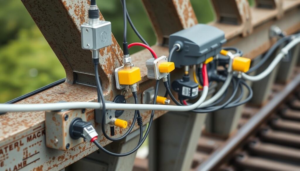 Sensor-based monitoring system installed on a railway bridge structure Sensor-based monitoring system installed on a railway bridge structure