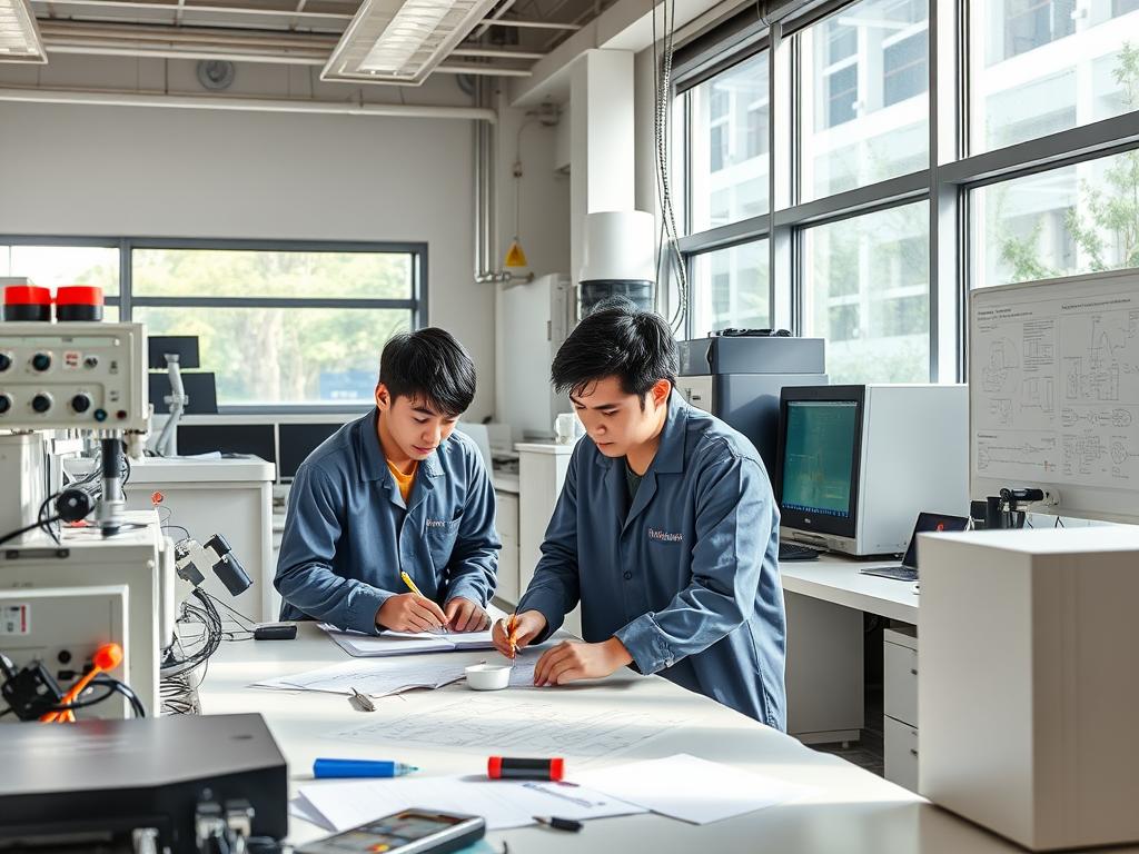Thai engineering students in a laboratory setting at a Bangkok university Thai engineering students in a laboratory setting at a Bangkok university